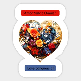 "Amor Vincit Omnia" Love conquers all Sticker